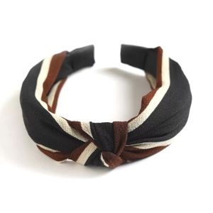 Tessa Topknot Headband - Brown/Black/Cream